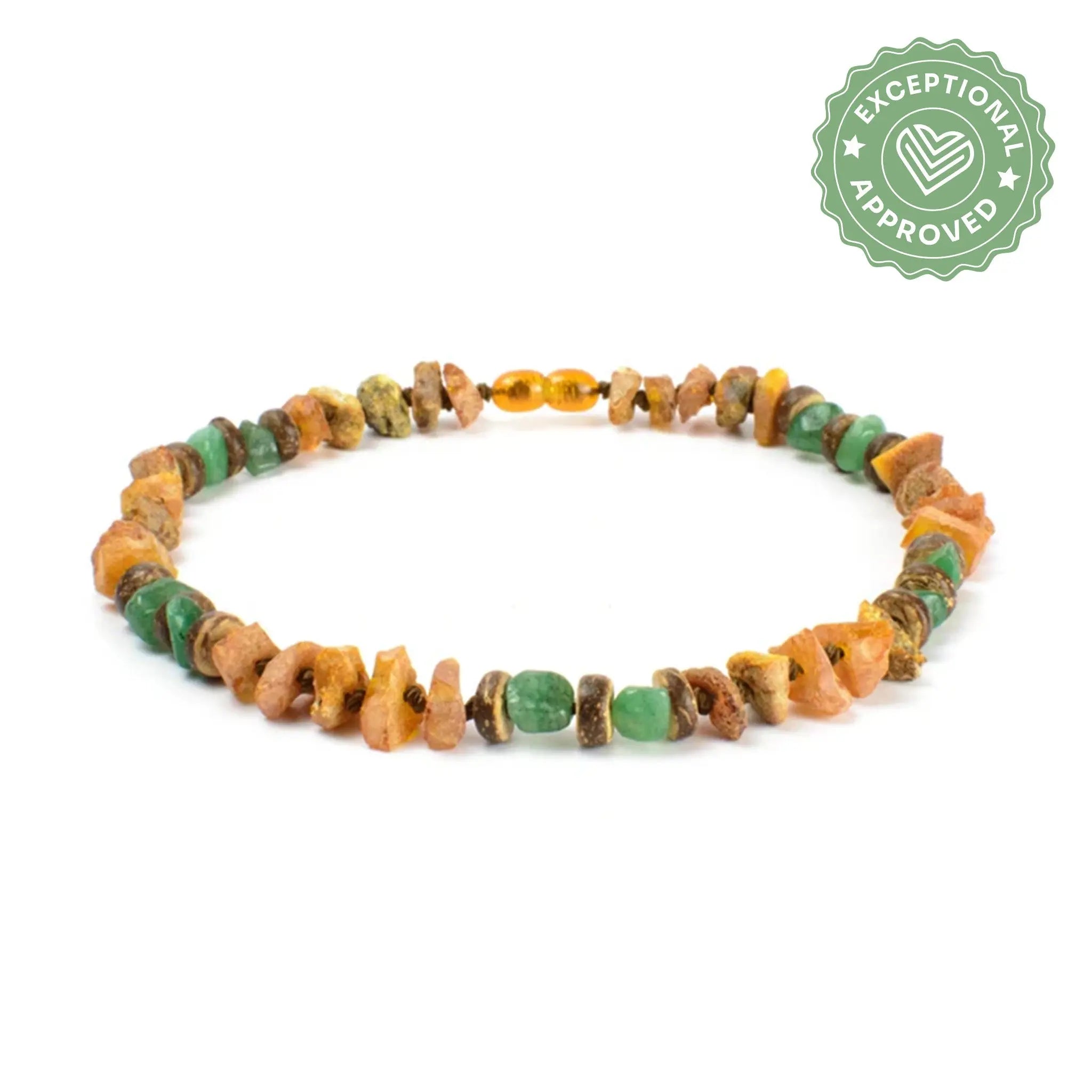 Bernsteinkette mit Aventurin – 🌿 Harmonie trifft Natürlichkeit 💚 Exceptional - Manufaktur mit Herz