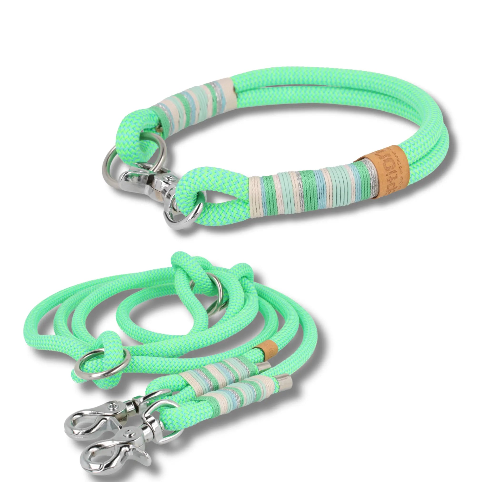 Set | Tauhalsband und Leine 'Isla Verde' Exceptional - Manufaktur mit Herz