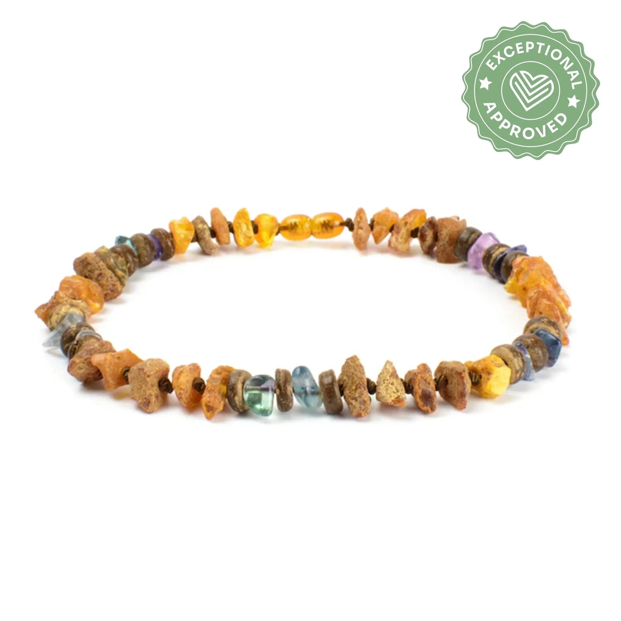 Bernsteinkette mit Fluorit – 🌿 Klarheit. Schutz. Persönlichkeit. 💜💚 Exceptional - Manufaktur mit Herz