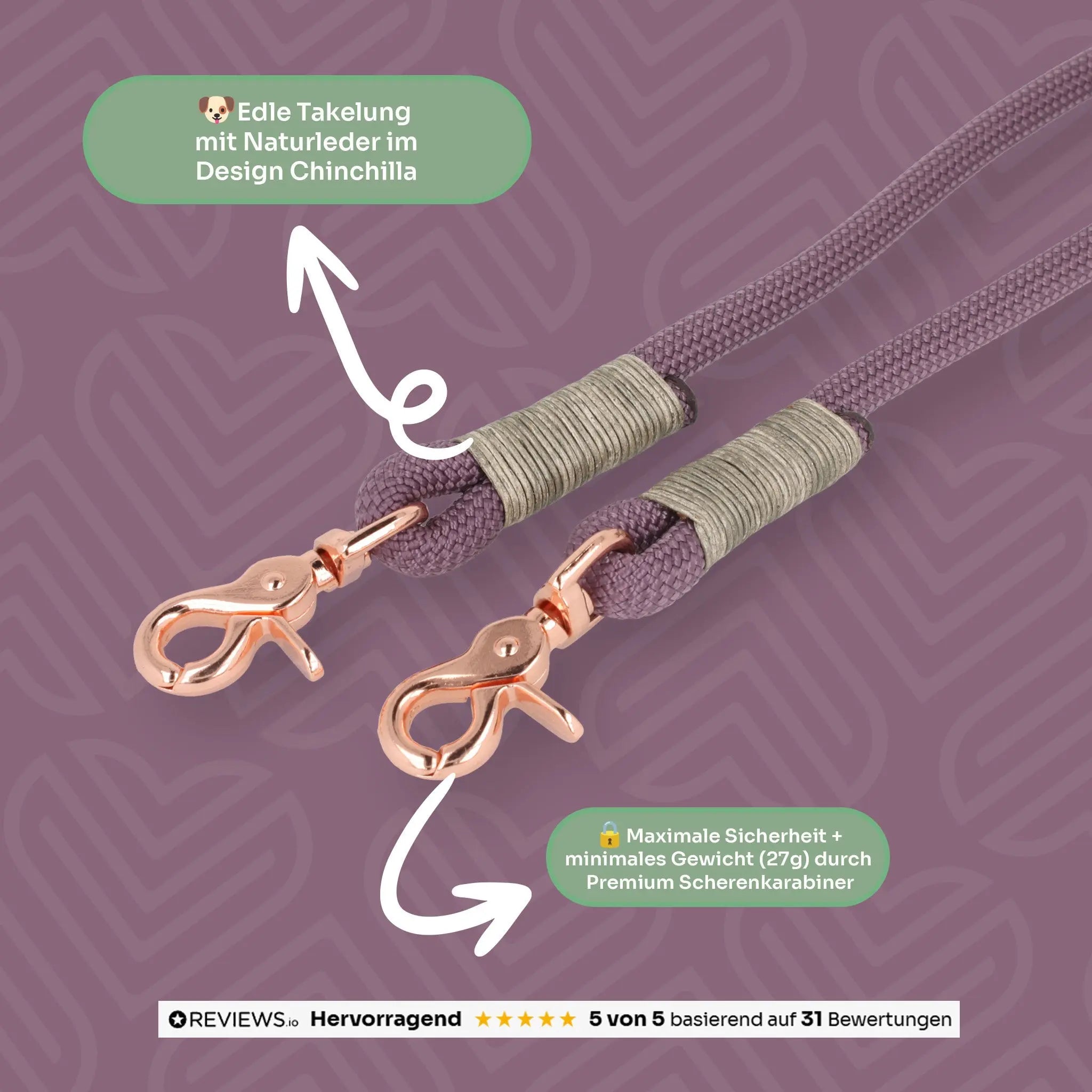 Set | Tauhalsband und Leine 'Mauve Grace' Exceptional - Manufaktur mit Herz