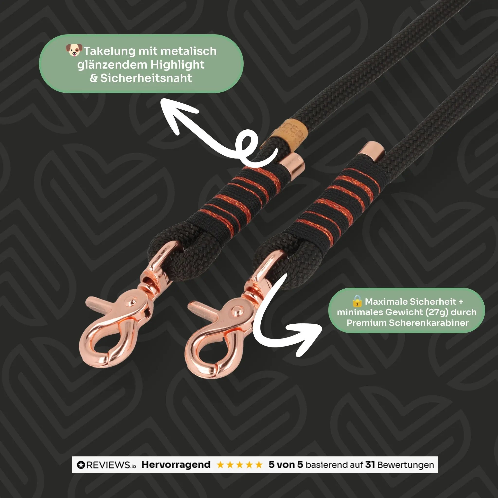 Set | Tauhalsband und Leine 'Noir & Rosé' Exceptional - Manufaktur mit Herz