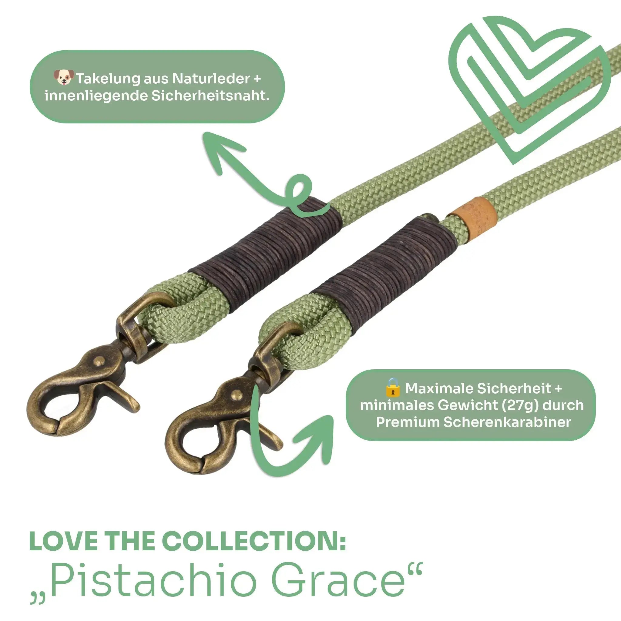 Set | Tauhalsband und Leine 'Pistachio Grace' Exceptional - Manufaktur mit Herz