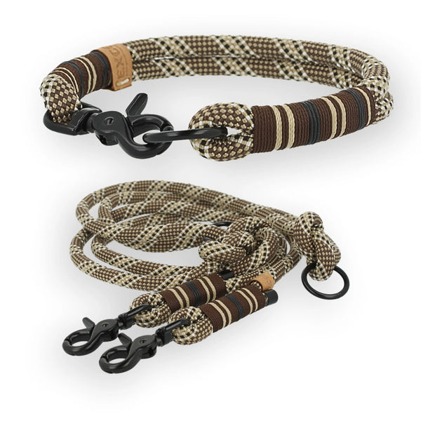 Set | Tauhalsband und Leine 'Walnut Noir'