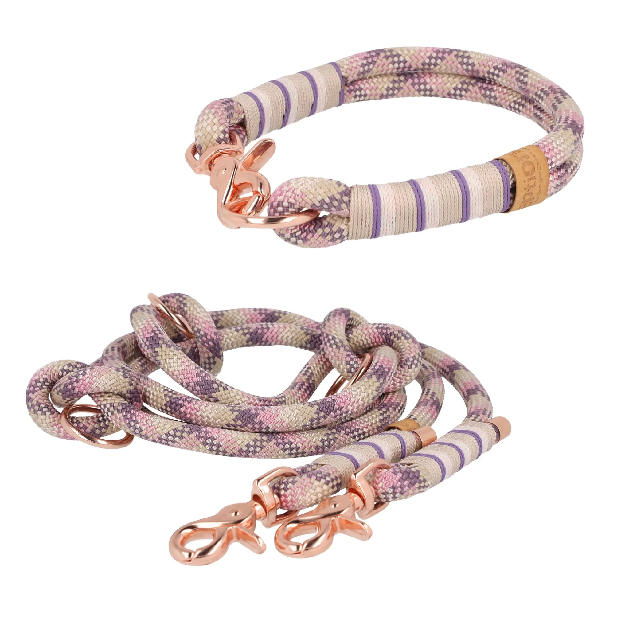 Set | Tauhalsband und Leine 'Misty Rose' Exceptional - Manufaktur mit Herz