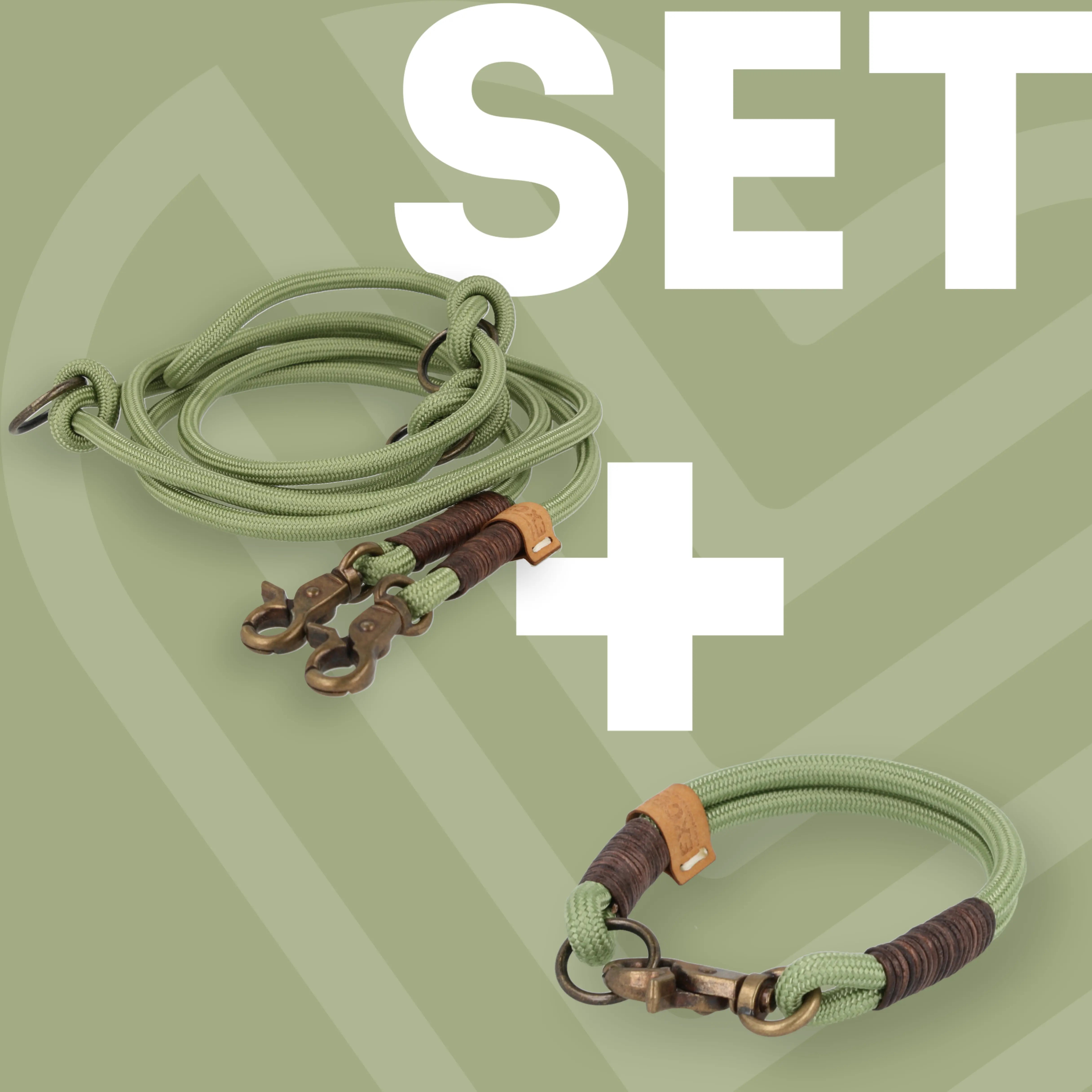 Set small | Tauhalsband und Leine 'Pistachio Grace' Exceptional - Manufaktur mit Herz