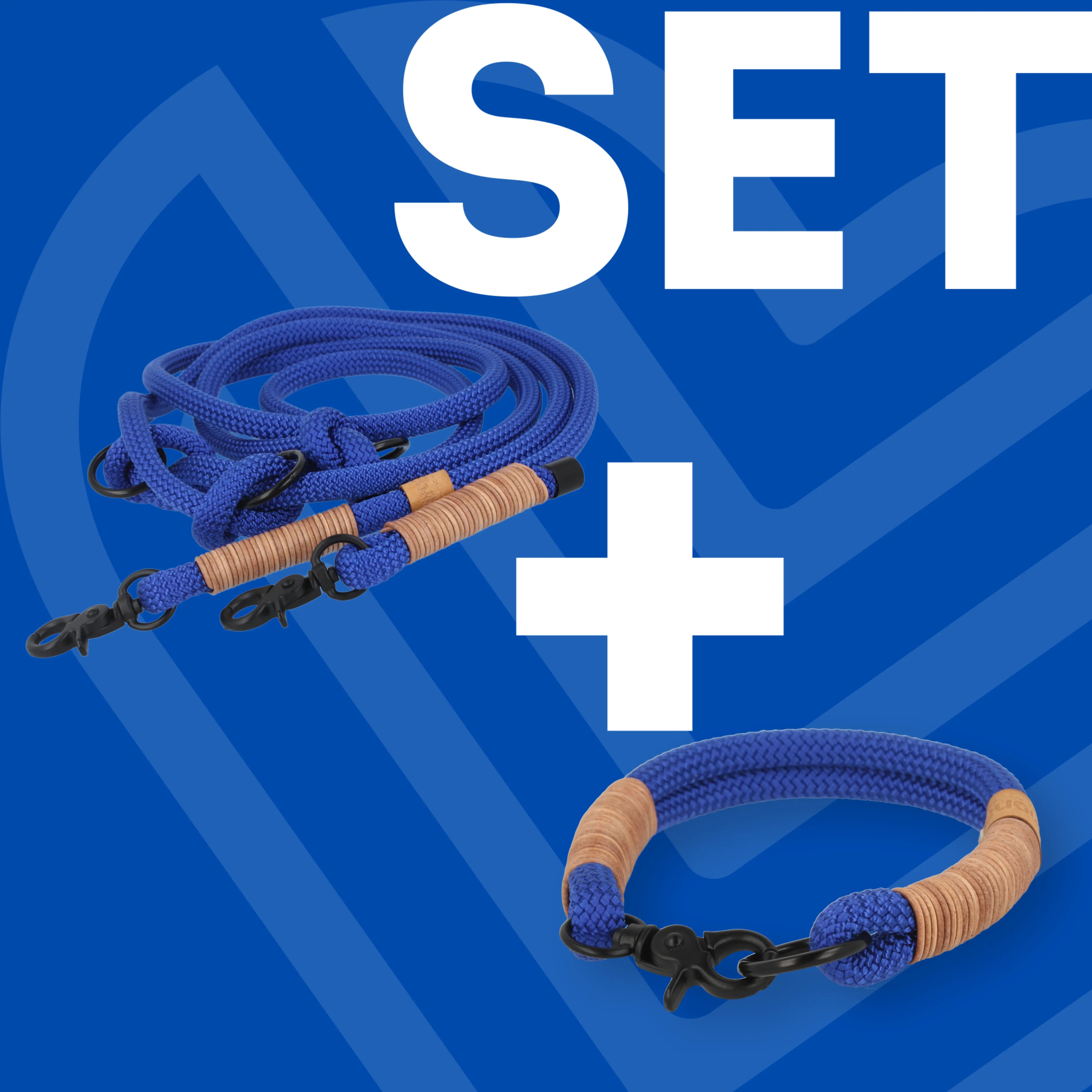 Set small | Tauhalsband und Leine 'Blue Spirit' Exceptional - Manufaktur mit Herz
