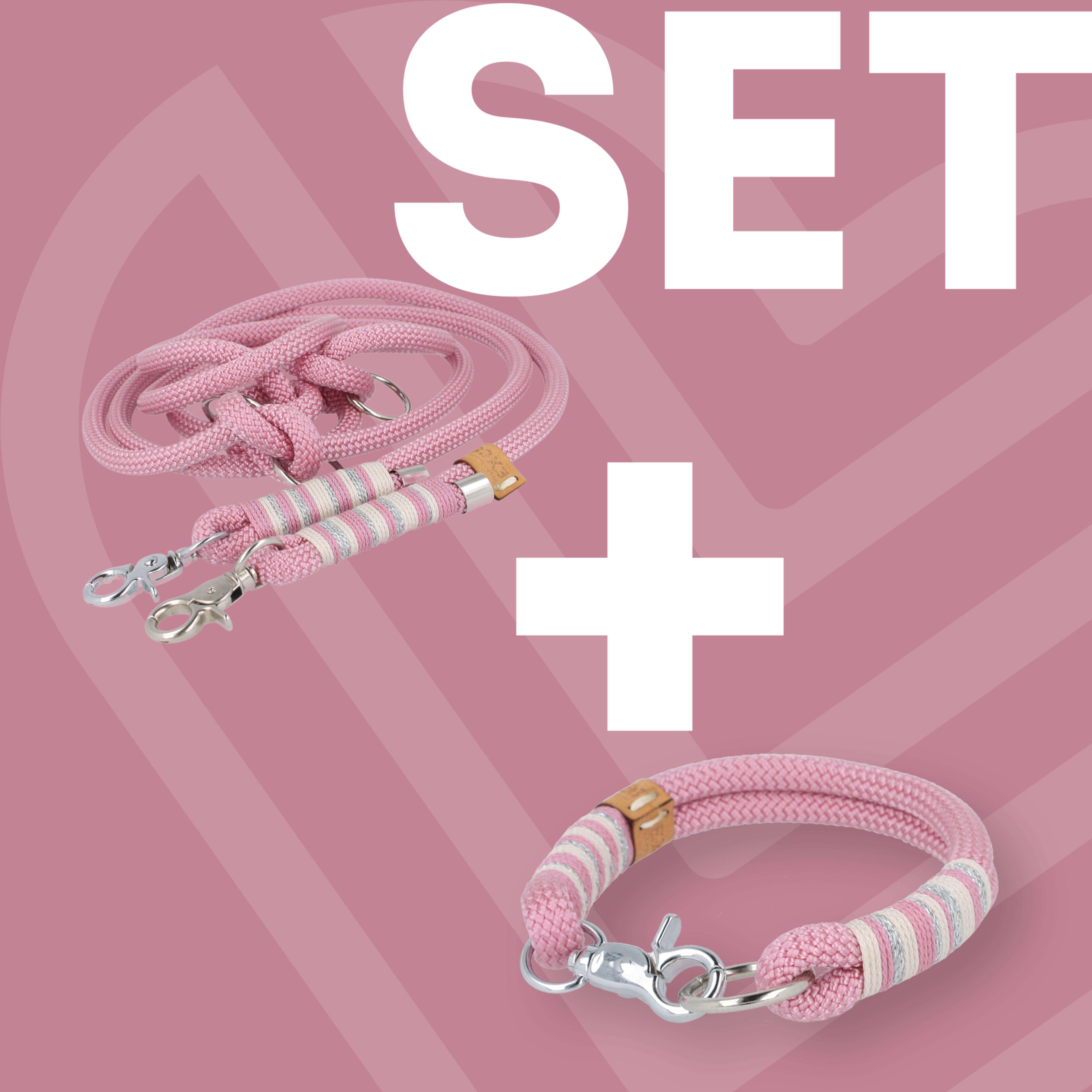 Set small | Tauhalsband und Leine 'Rosy Belle'