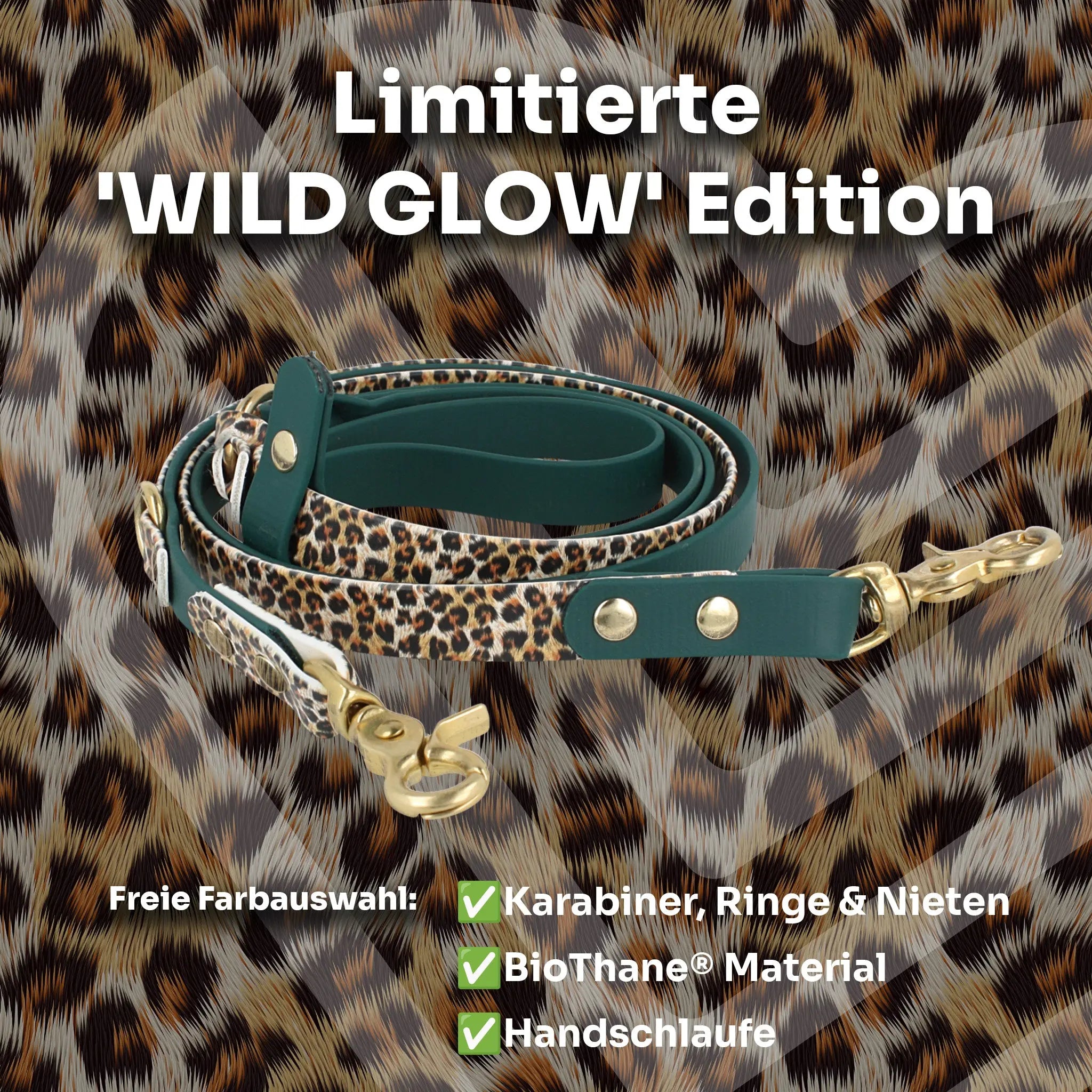 BioThane® Hundeleine 'WILD GLOW' Edition (limitiert) Exceptional - Manufaktur mit Herz