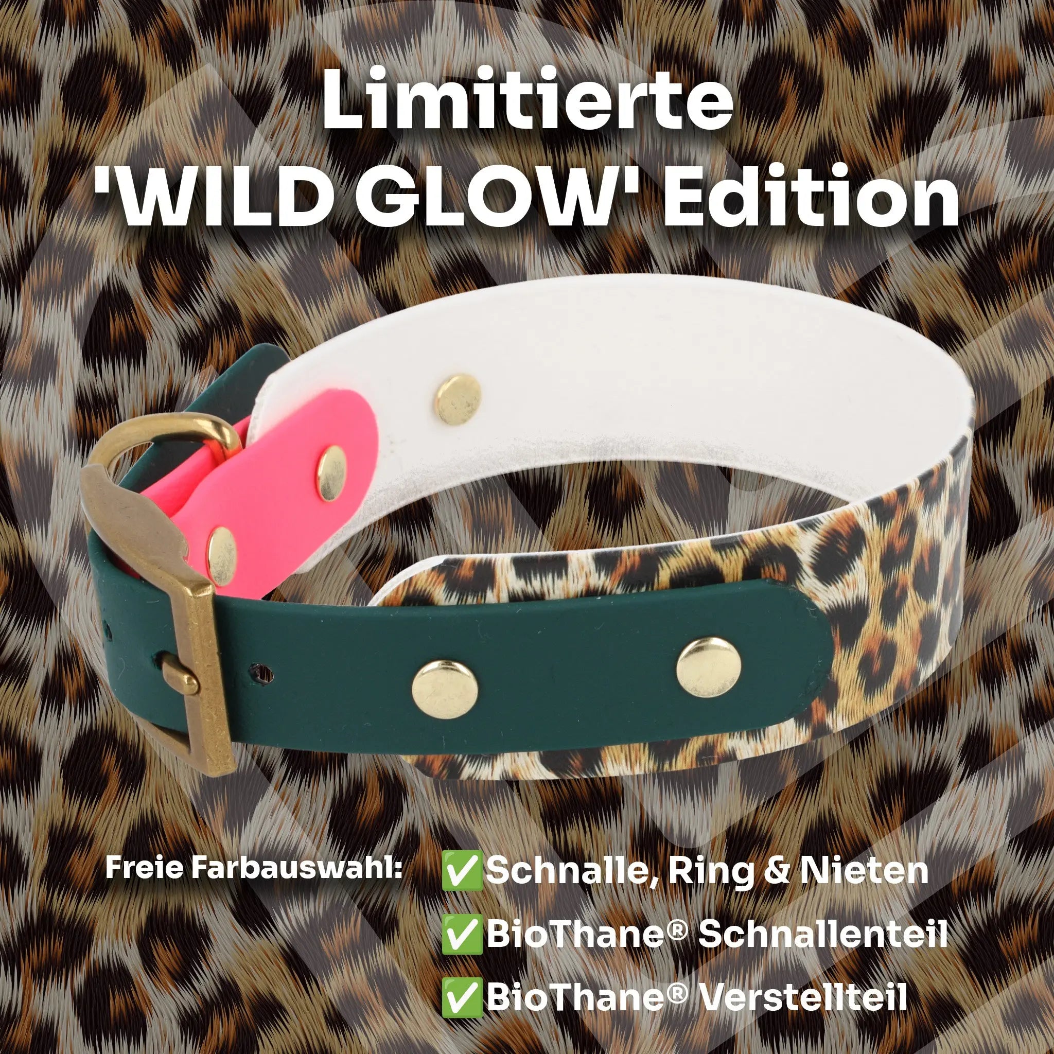 BioThane® Halsband 'WILD GLOW' Edition (limitiert) Exceptional - Manufaktur mit Herz