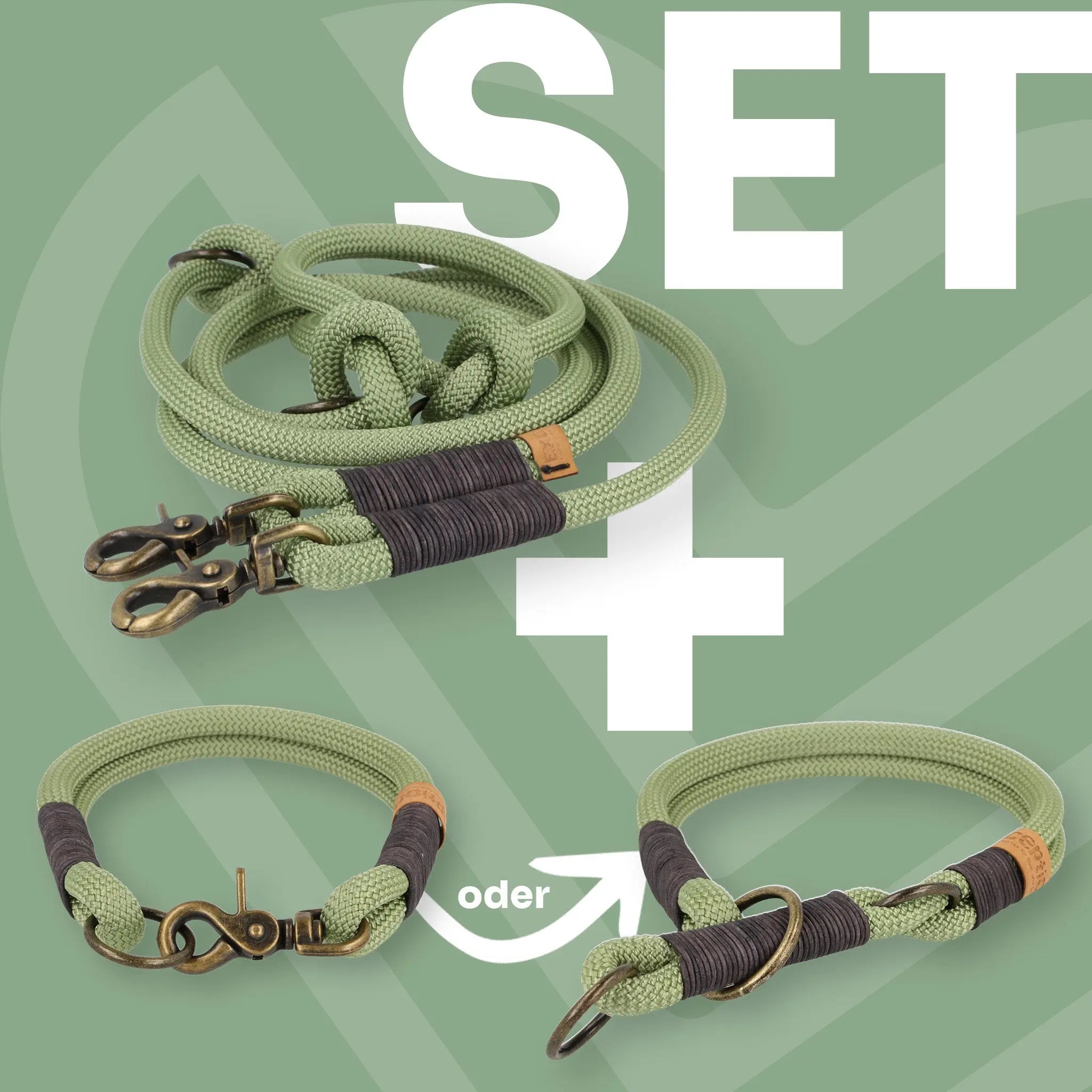 Set | Tauhalsband und Leine 'Pistachio Grace' Exceptional - Manufaktur mit Herz