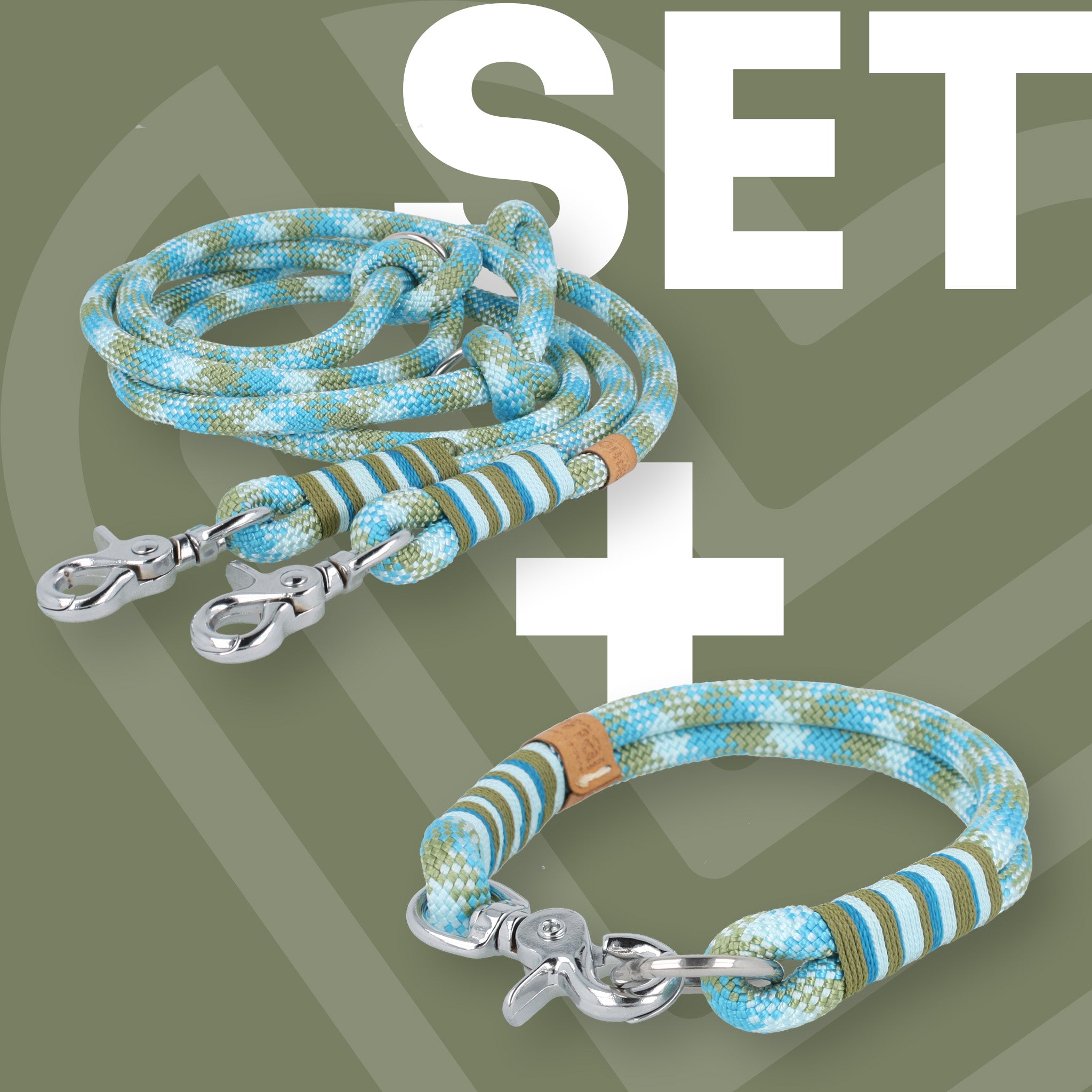 Set | Tauhalsband und Leine 'Ocean Leaf'