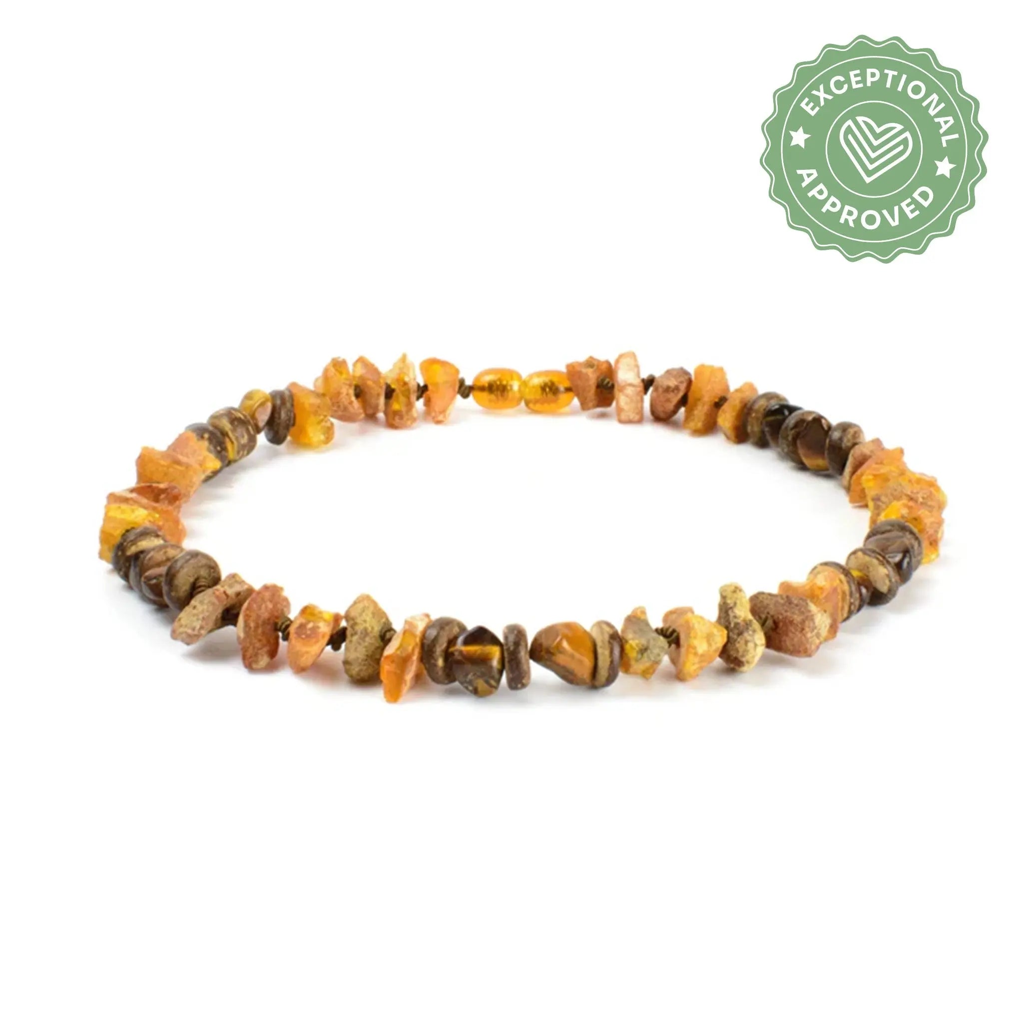 Bernsteinkette mit Tigerauge – 🌿 Stärke. Klarheit. Schutz. 🐅 Exceptional - Manufaktur mit Herz