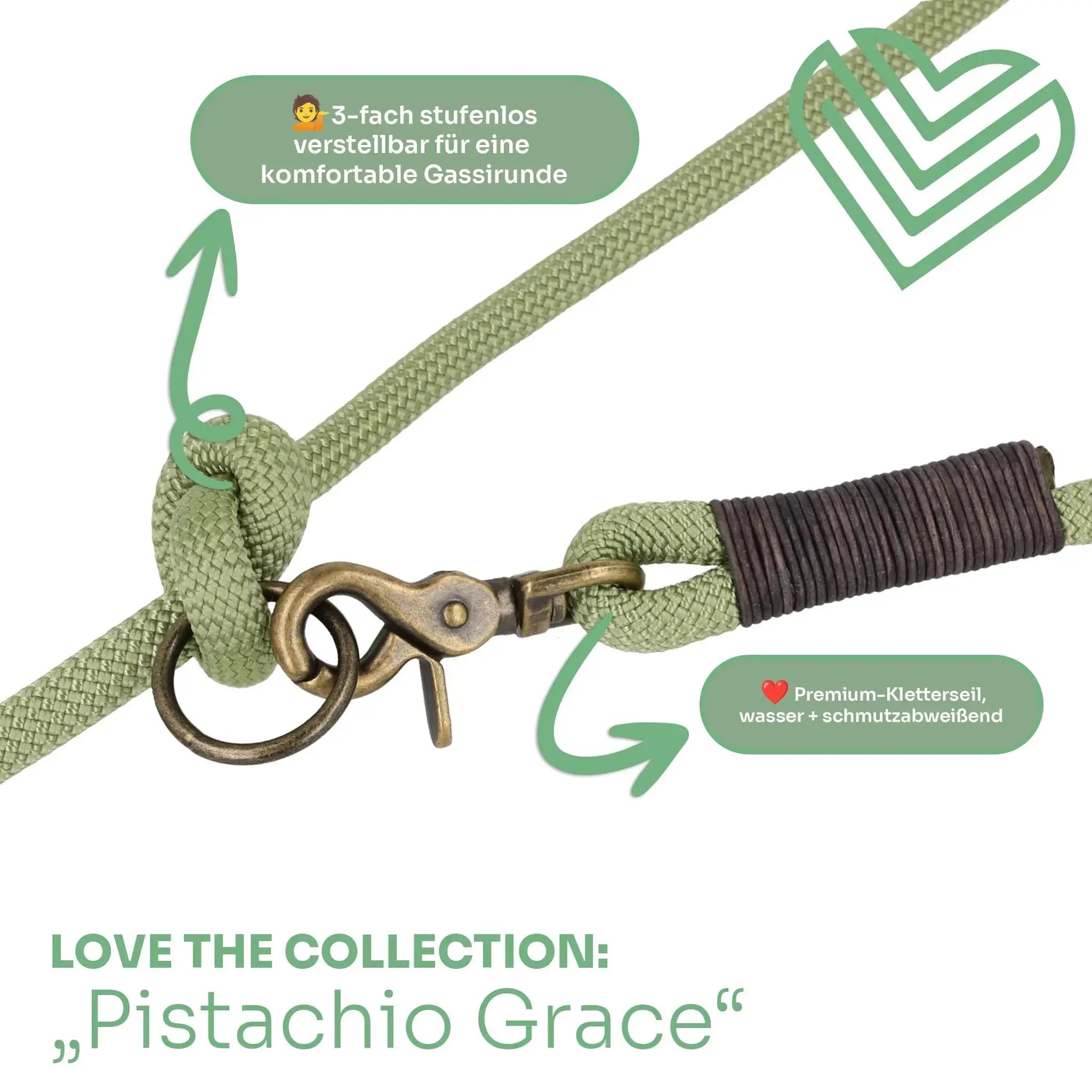 Set | Tauhalsband und Leine 'Pistachio Grace' Exceptional - Manufaktur mit Herz