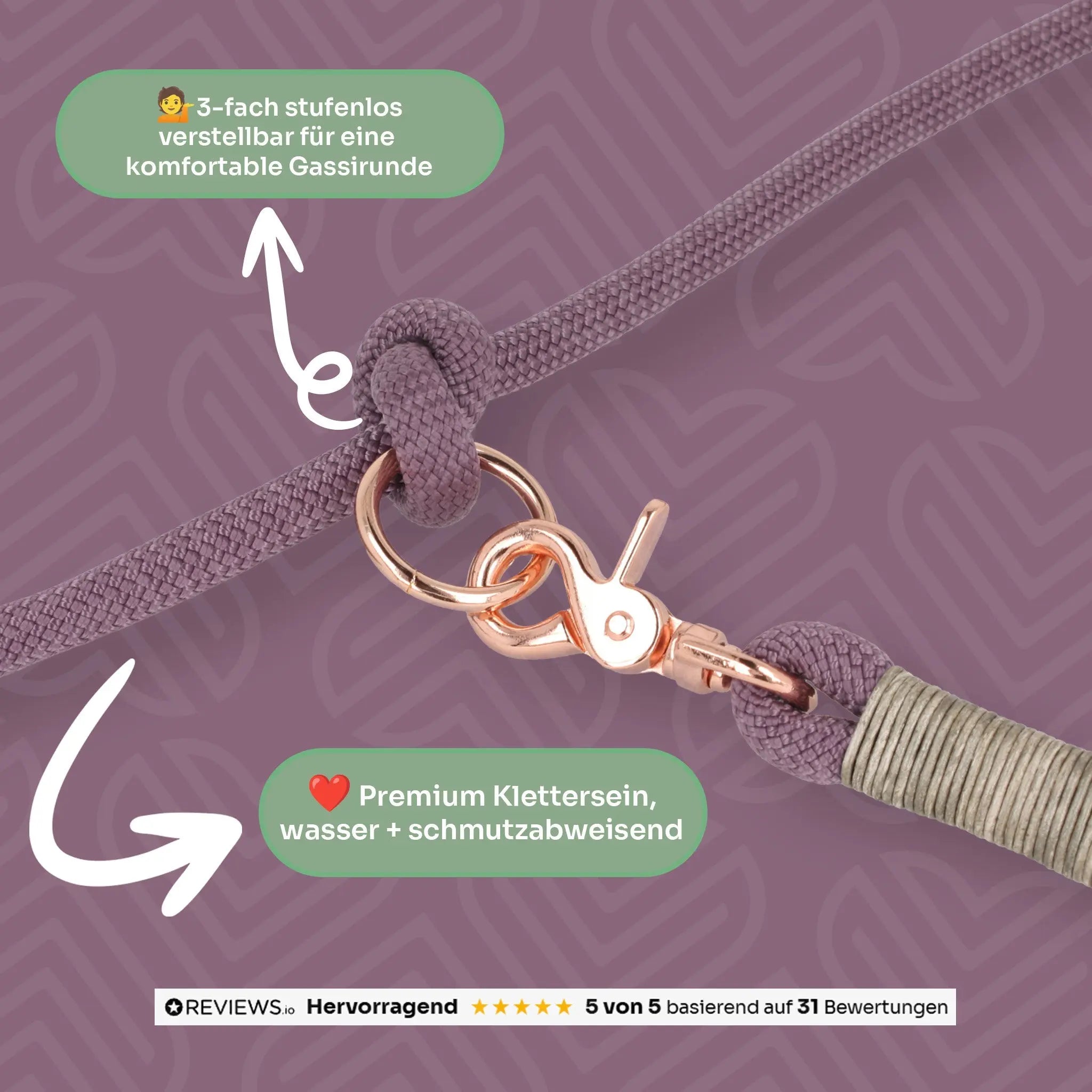 Set | Tauhalsband und Leine 'Mauve Grace' Exceptional - Manufaktur mit Herz