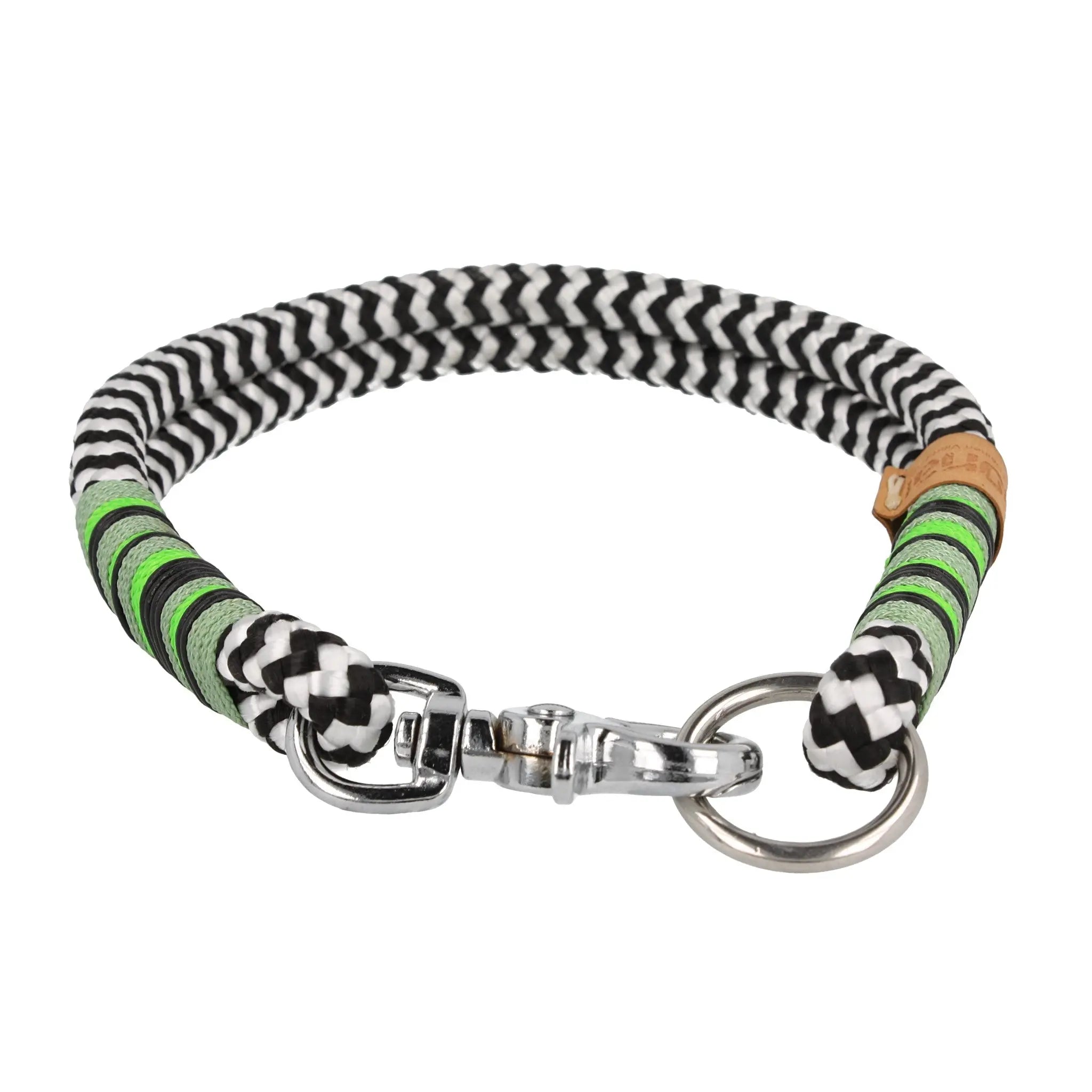 Tauhalsband 41,5 cm 'Black 'n White green' Exceptional - Manufaktur mit Herz