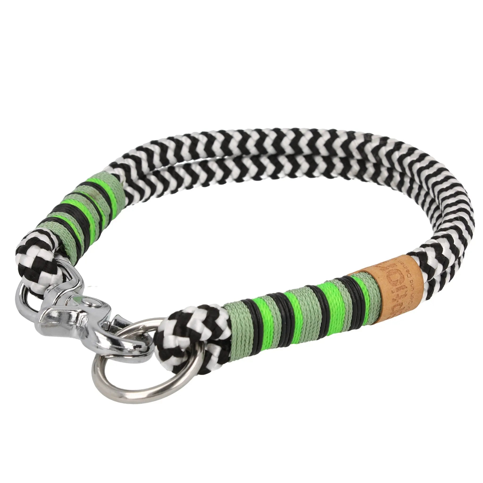 Tauhalsband 41,5 cm 'Black 'n White green' Exceptional - Manufaktur mit Herz