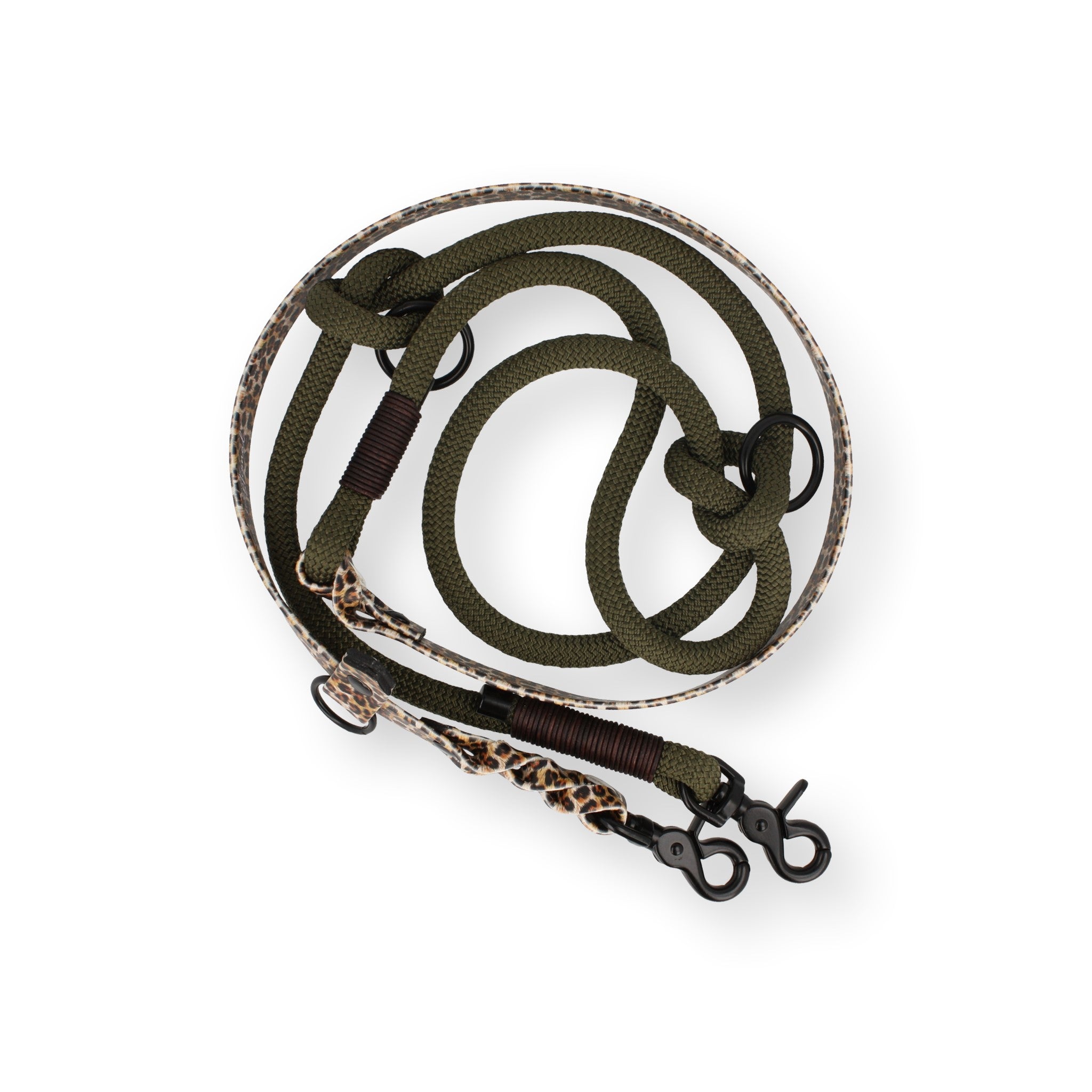 Set | Halsband und Leine aus Tau x BioThane® 'Olive Wildcat'