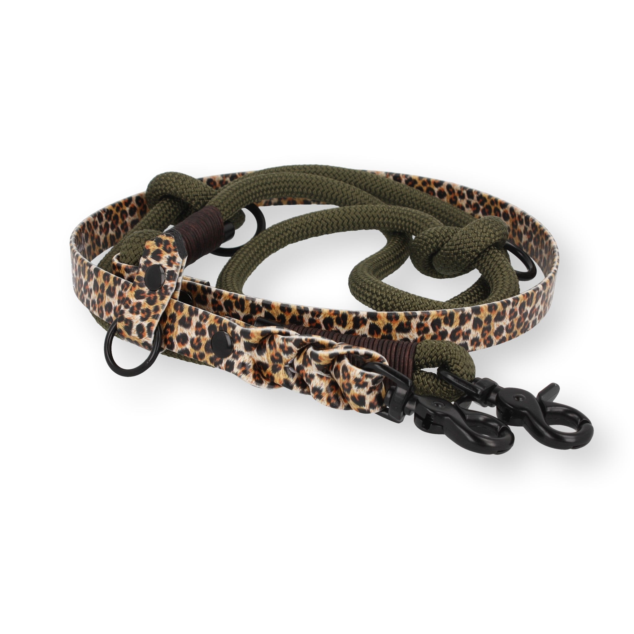 Set | Halsband und Leine aus Tau x BioThane® 'Olive Wildcat'