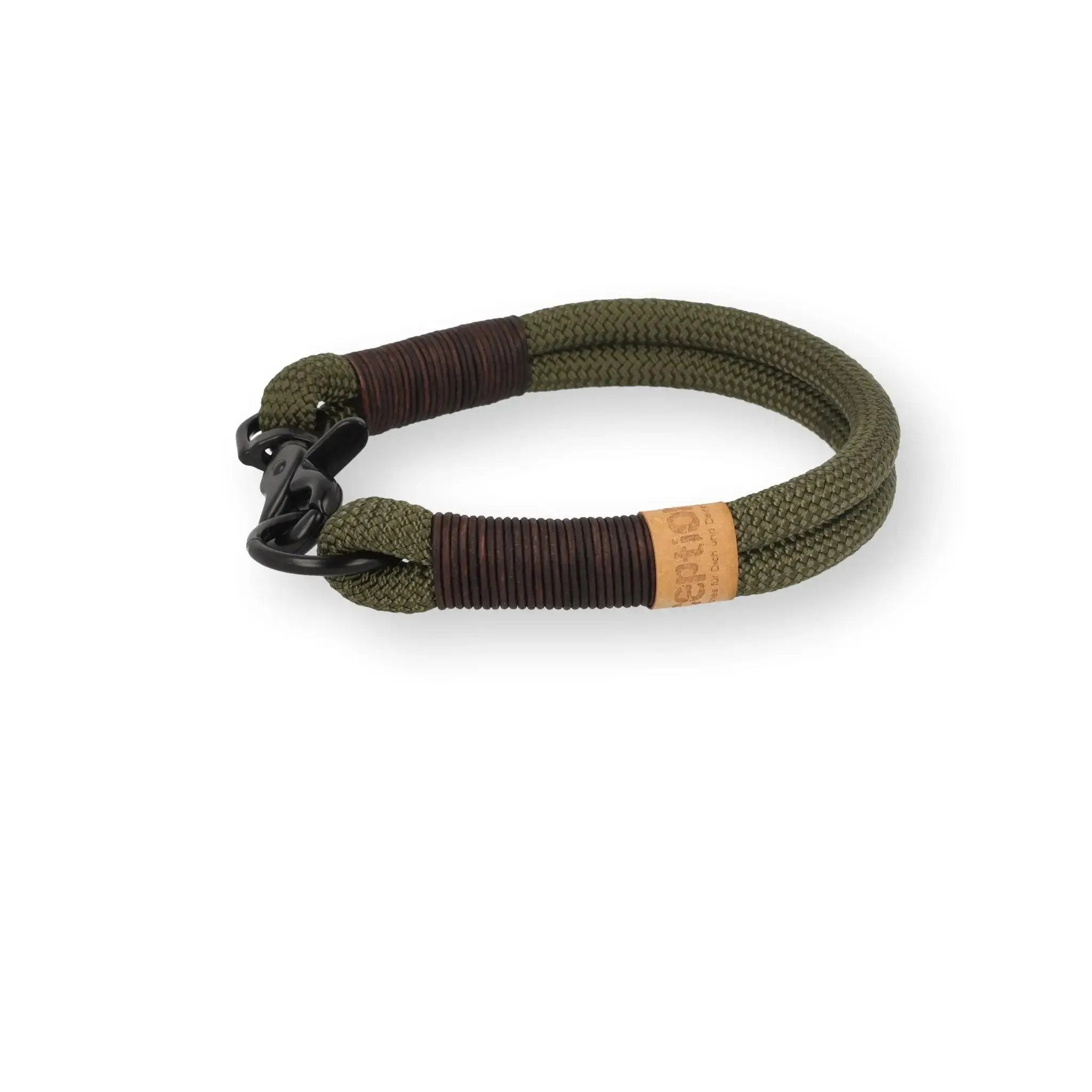 Set | Halsband und Leine aus Tau x BioThane® 'Olive Wildcat' Exceptional - Manufaktur mit Herz