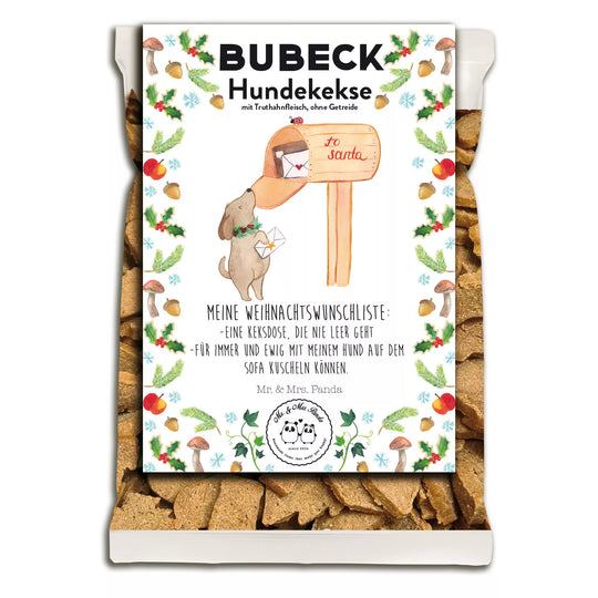 Mr. & Mrs. Panda Weihnachtskekse für Hunde 210 g – Motiv Wunschliste