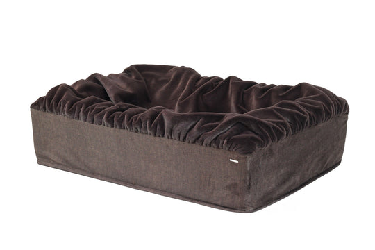 Hundebett Buddelbox® in Dark Chocolate – kuscheliges Hundebett mit Buddelfunktion, Exceptional