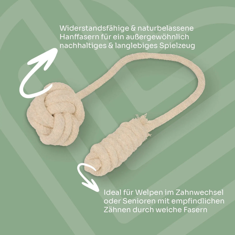 Hanf-Knödel Wurfball für Hunde – Detailansicht des Hanfseils, Exceptional