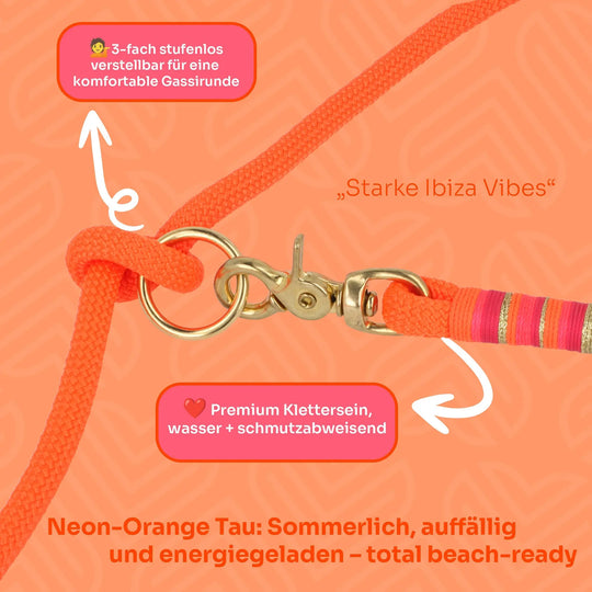 Set | Tauhalsband und Leine 'Fuego Ibiza' Exceptional - Manufaktur mit Herz
