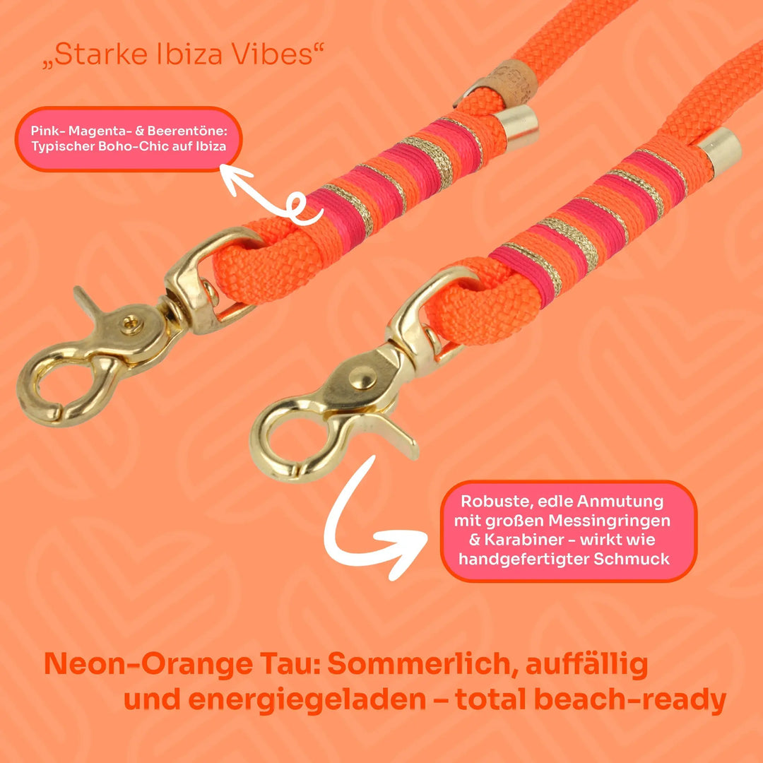 Set | Tauhalsband und Leine 'Fuego Ibiza' Exceptional - Manufaktur mit Herz