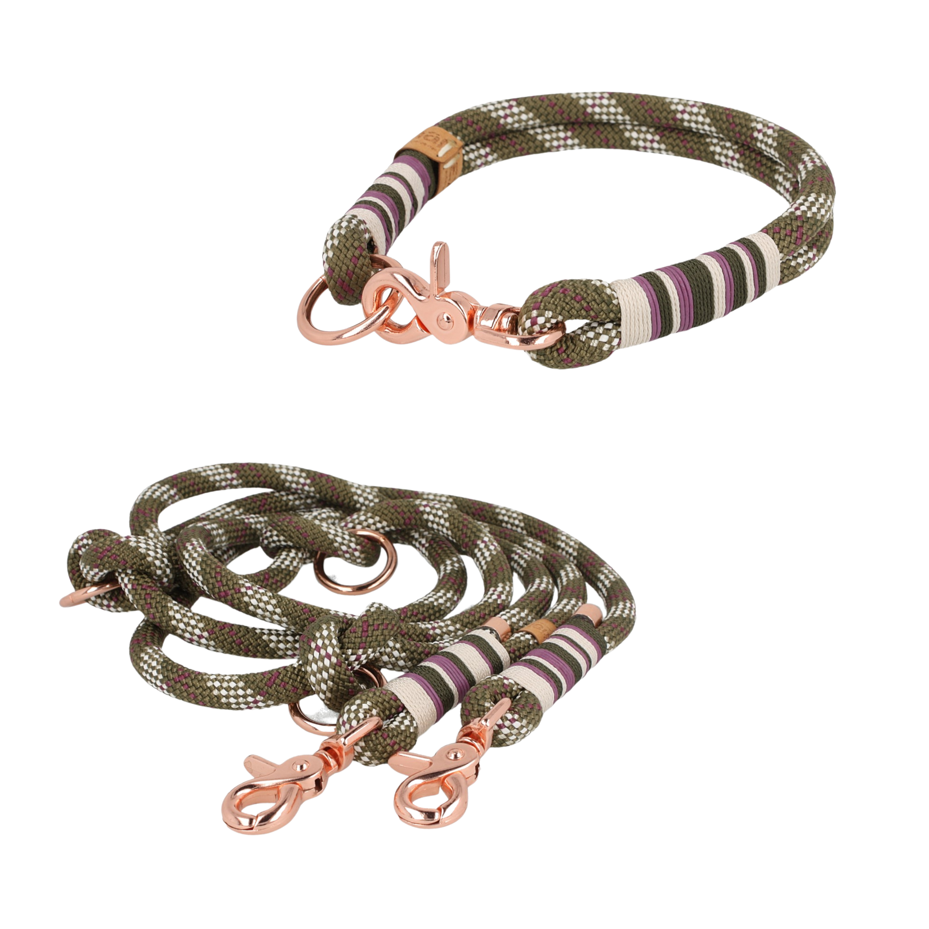Set | Tauhalsband und Leine 'Forest Rose'