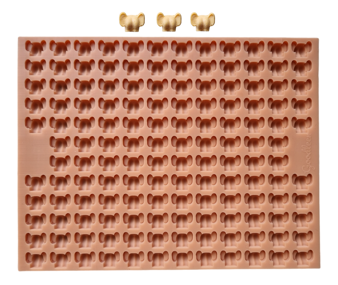 Silikon-Backmatte 'Arsch mit Ohren' von Goodleen für 140 Hundekekse – Draufsicht