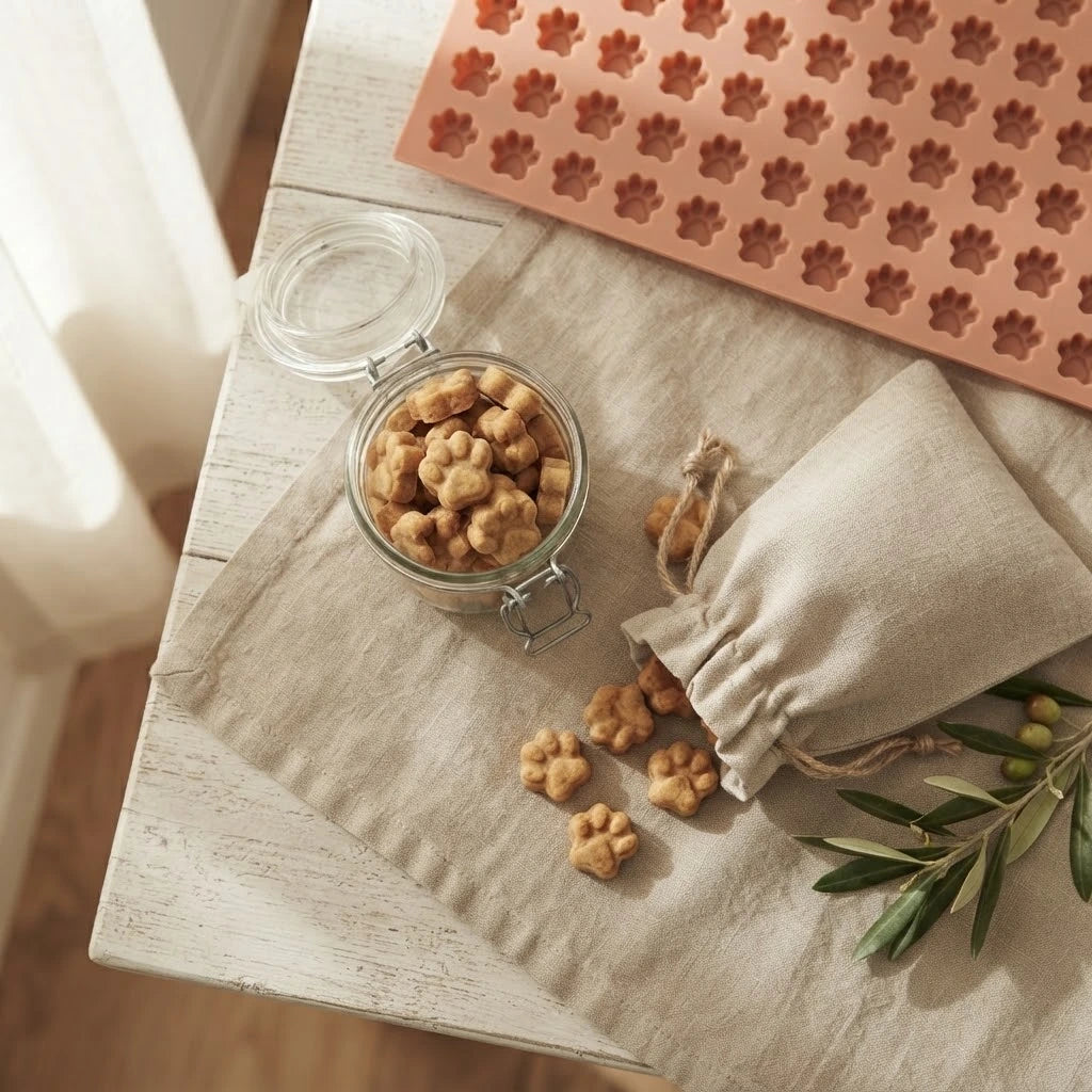 Selbst gebackene Pfoten-Hundekekse im Glas als Geschenkidee – Backmatte 'Pfötchen'
