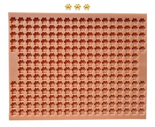 Silikon-Backmatte 'Pfötchen' von Goodleen für 244 Mini-Hundekekse – Draufsicht