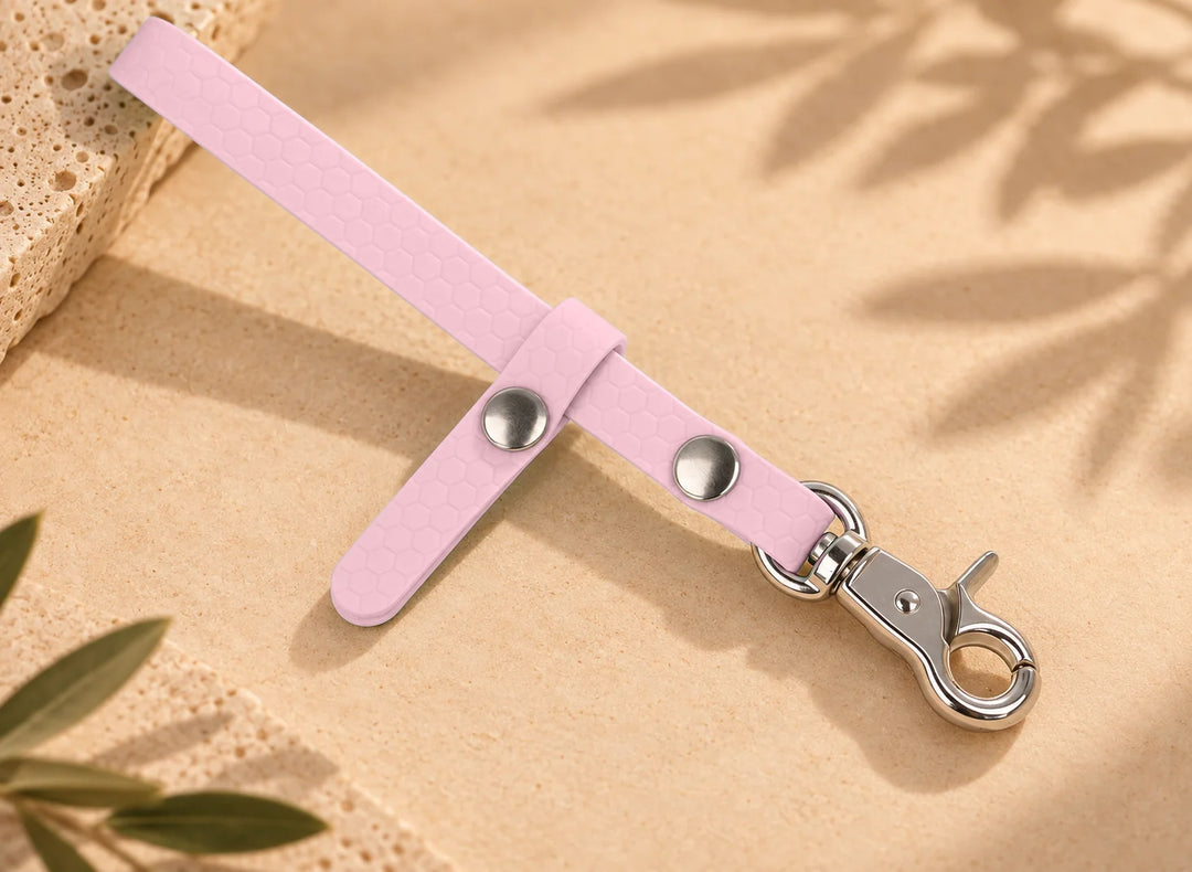 Schleppleinenhalter Hexa Pastellrosa, einzeln mit Karabiner – Exceptional