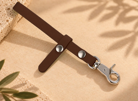 Schleppleinenhalter Hexa Schokoladenbraun, einzeln mit Karabiner – Exceptional