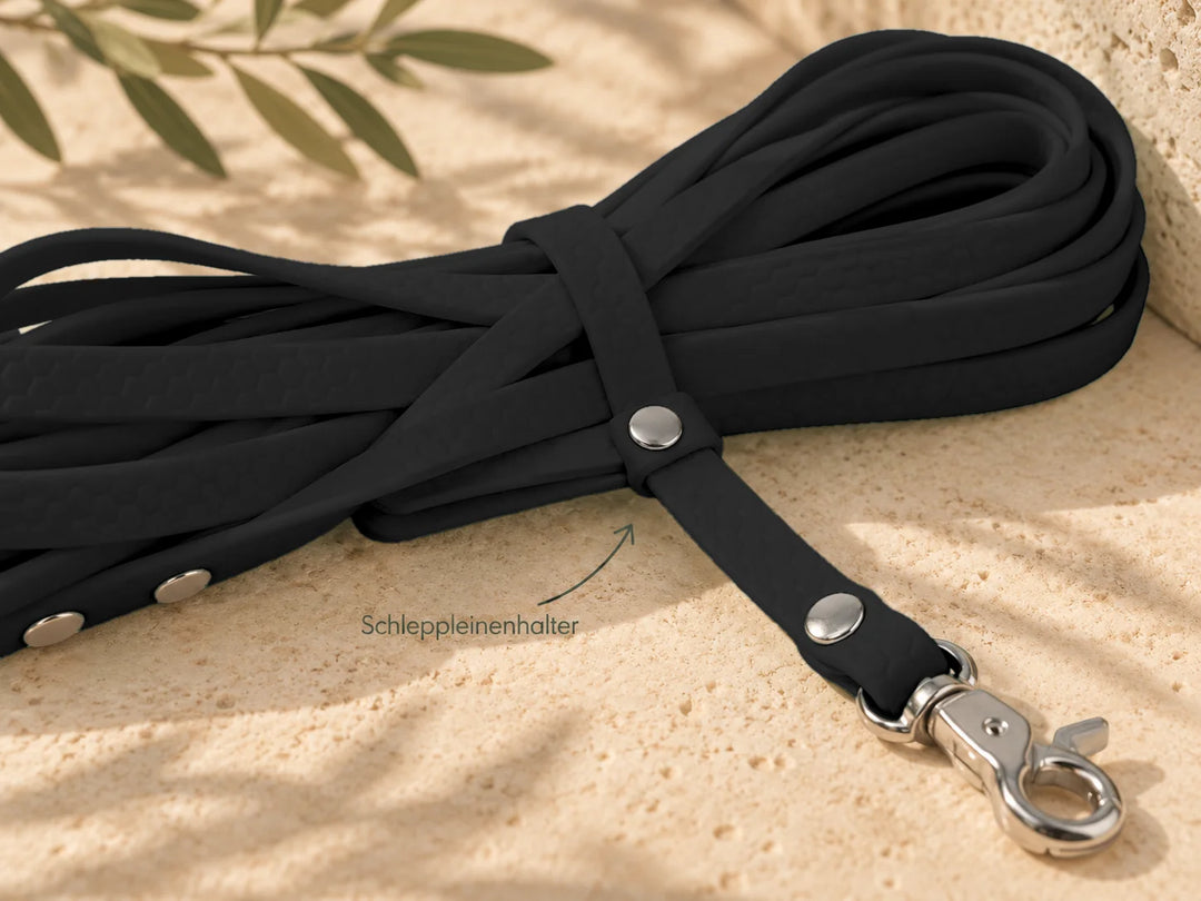 Hexa Schleppleine Schwarz, Detail Schleppleinenhalter mit Karabiner – Exceptional
