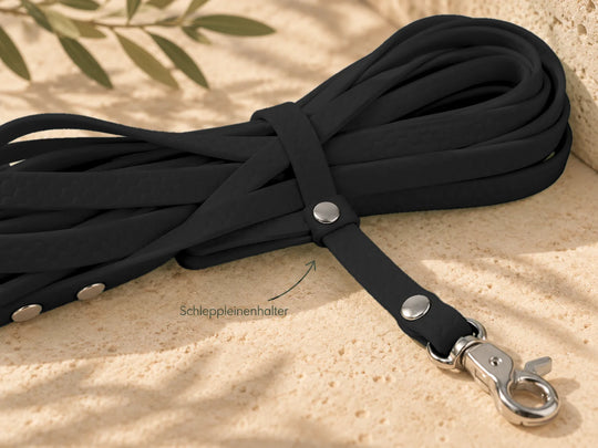 Hexa Schleppleine Schwarz, Detail Schleppleinenhalter mit Karabiner – Exceptional