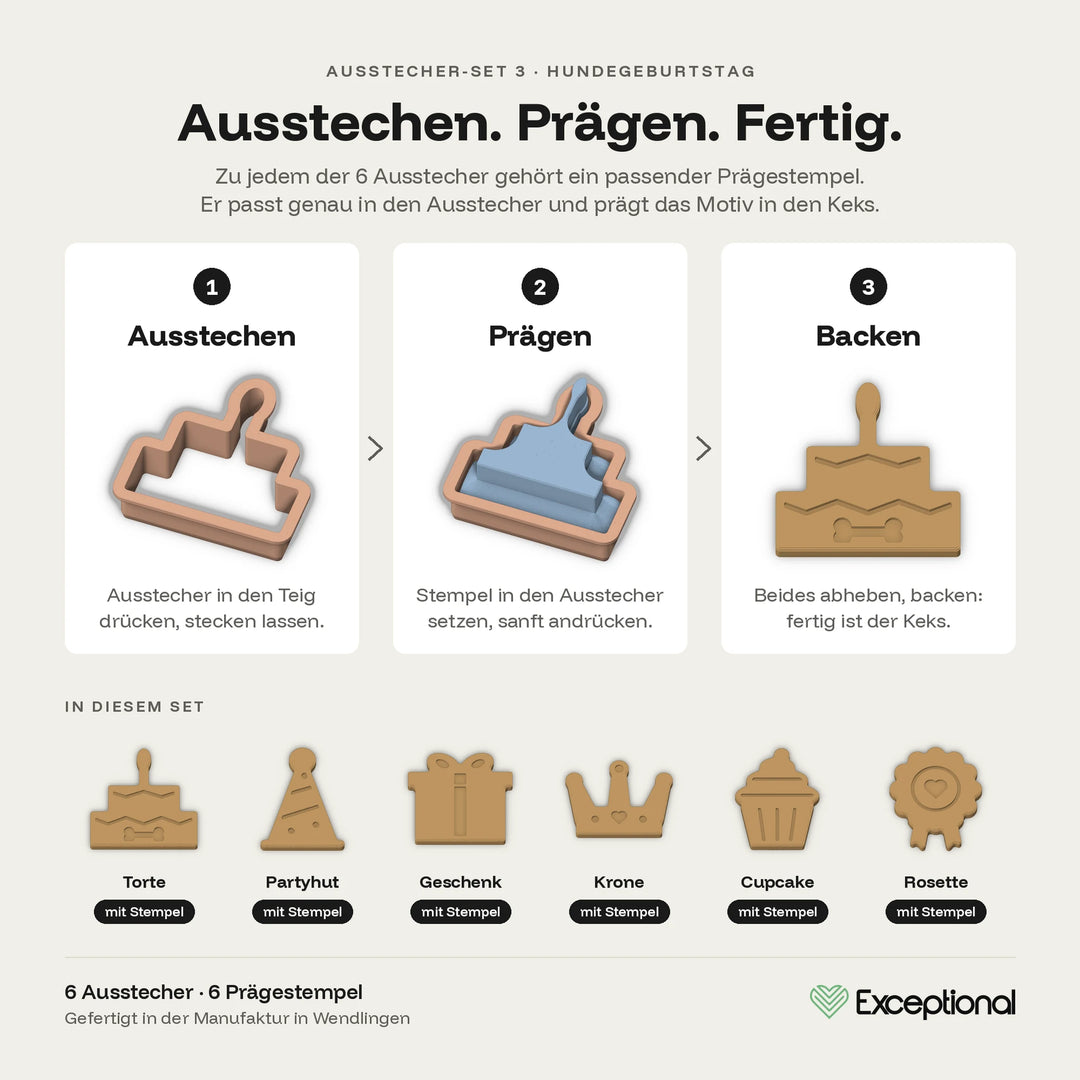 Anleitung Ausstecher und Prägestempel aus dem Hundekeks-Set Hundegeburtstag #set_hundegeburtstag
