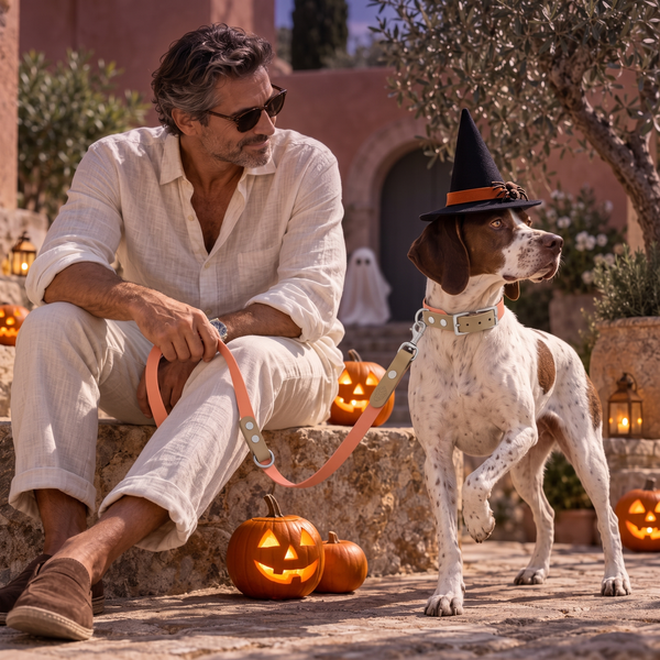 BioThane® Hundeleine 'Moonstone Peach' – Halloween-Edition mit English Pointer, Exceptional