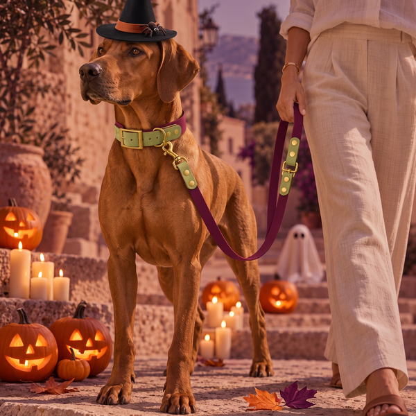 Set 'Château Verde' – BioThane® Halsband und Leine, Halloween-Edition mit Rhodesian Ridgeback, Exceptional