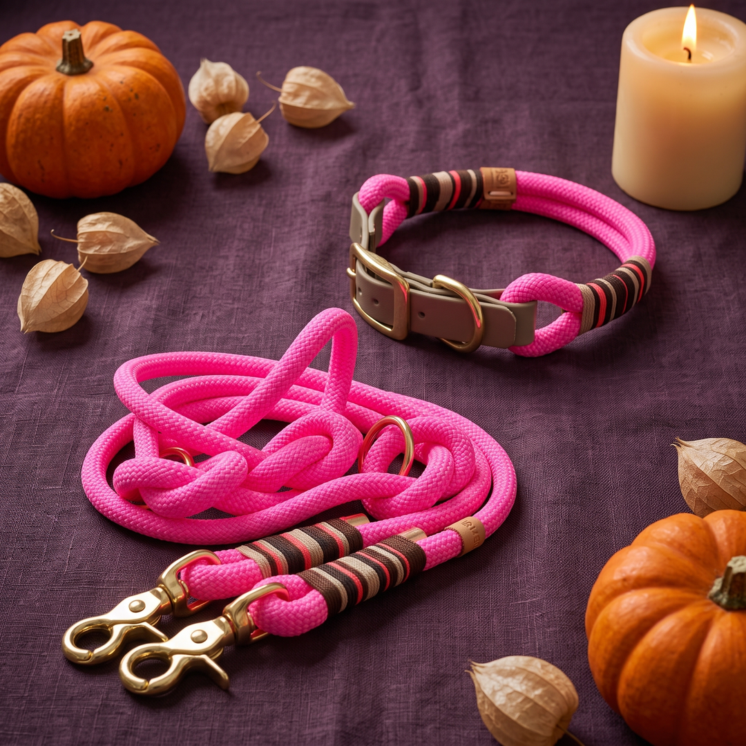 Set 'Flamingo Glow' – Tauhalsband und Tauleine, Halloween-Edition, Exceptional