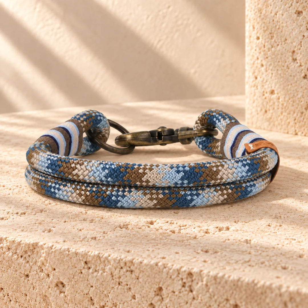 Tauhalsband 'Porto Antico' – Rückansicht mit Takelung in Taupe, Navy und Creme, Exceptional