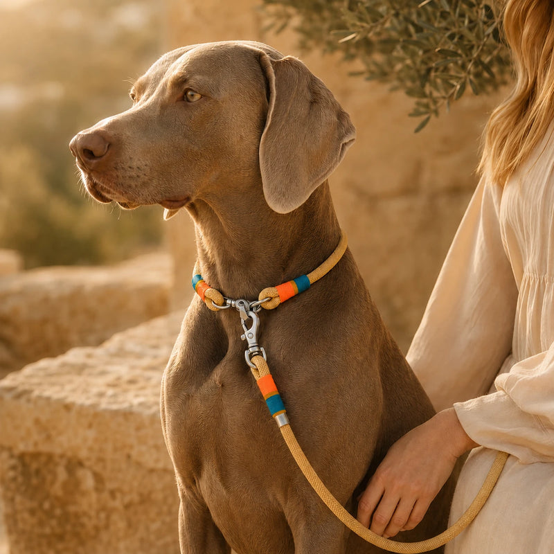 Hund mit Tauhalsband 'Sunset Club' von Exceptional – Lifestyle-Aufnahme