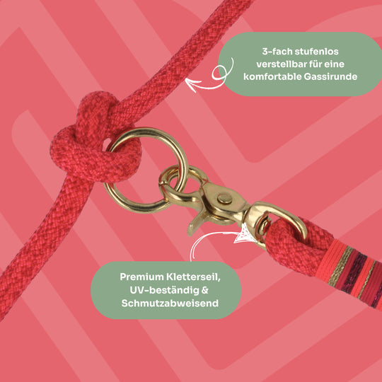 Set | Tauhalsband und Tauleine 'Coral Crush'