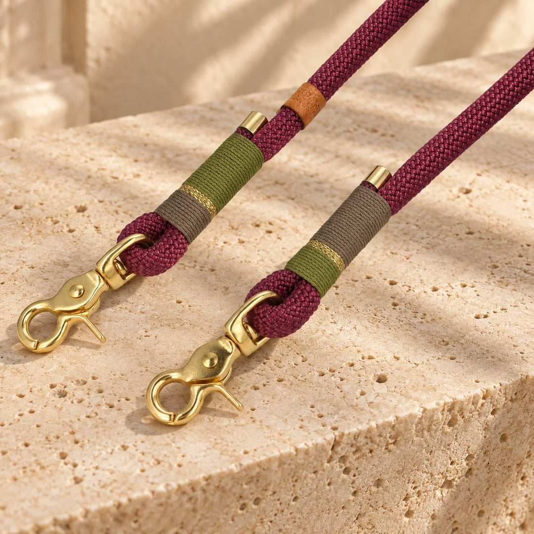 Tauleine 'Weinberglicht' in Beerenrot mit Oliv und Taupe – 2,20 m, 3-fach verstellbar, Exceptional