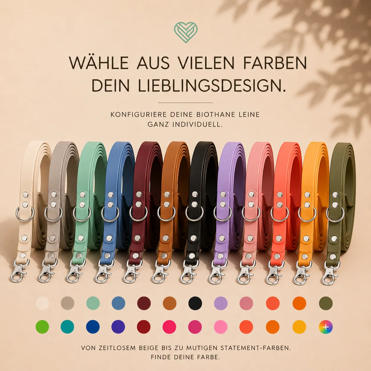 Verstellbare Hundeleine aus Premium-BioThane® – wasserfest, handgefertigt von Exceptional