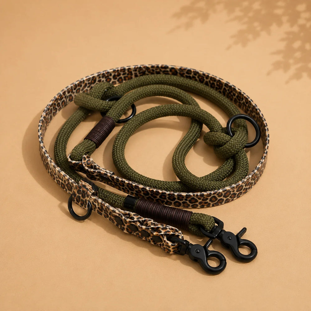 Hundeleine aus Tau x BioThane® 'Olive Wildcat'