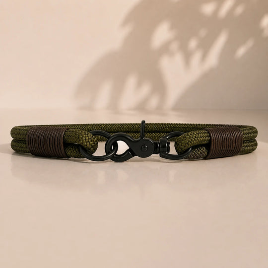 Set | Halsband und Leine aus Tau x BioThane® 'Olive Wildcat'