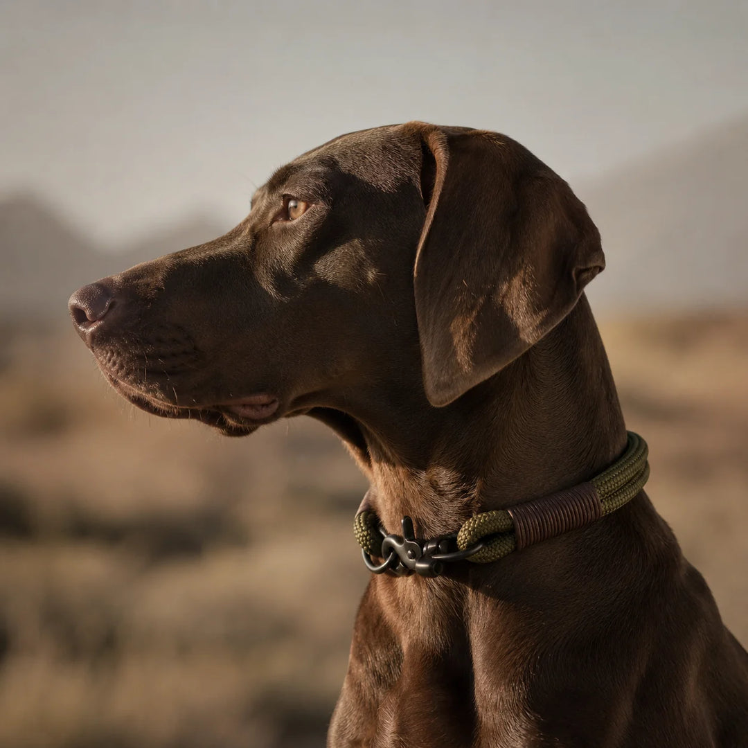 Set | Halsband und Leine aus Tau x BioThane® 'Olive Wildcat'