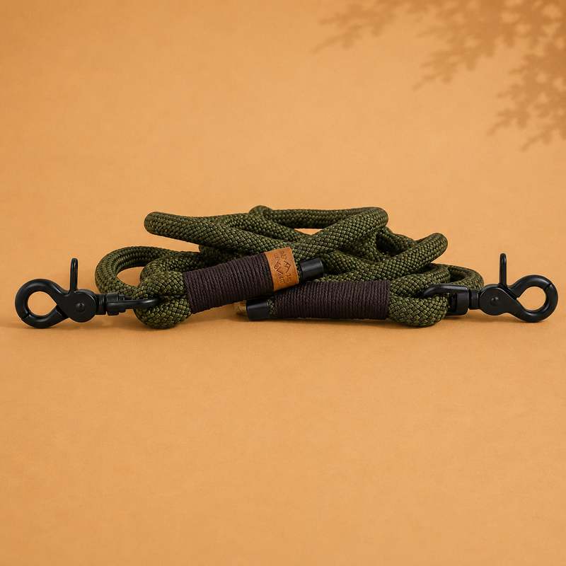 Tauleine 'Olive Wildcat' als Handfrei-Leine getragen – Exceptional