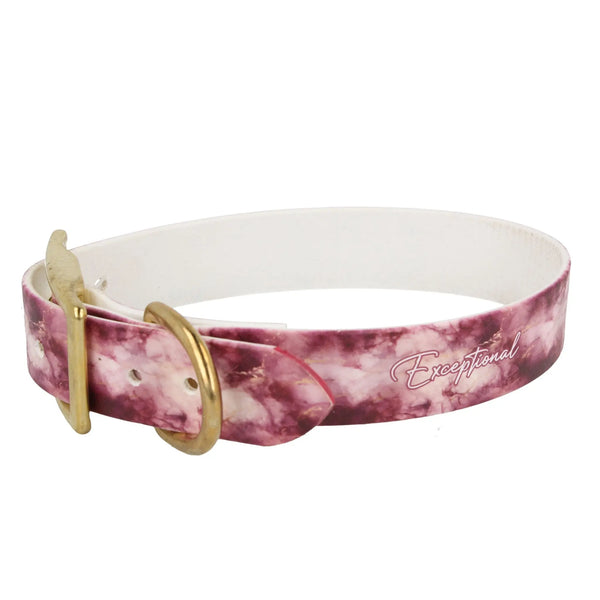 BioThane Halsband | 31-38 cm |'Pink Marmor' Exceptional - Manufaktur mit Herz
